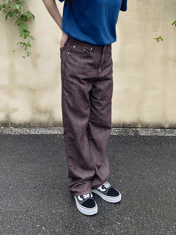 signature denim pants (brown)