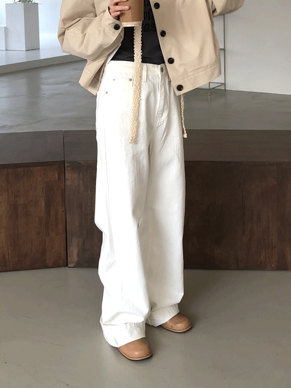daily casual white pants - woollim(울림)